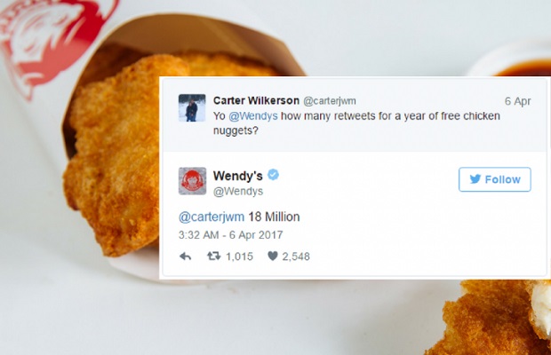 Wendy's Promises a Year of Free Chicken Nuggets for 18 Million RTs -  Thrillist